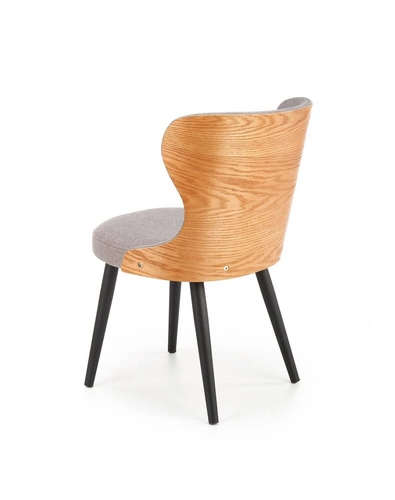 Čalouněná jídelní židle Elivire šedá moderní s dubovými dřevěnými nohami Intesi