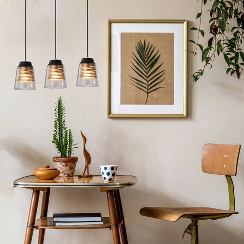 Závěsná lampa Fresno černá 3x60W E27 čiré stínítko