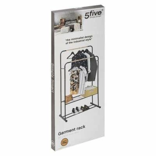 Artemis moderní stojanový věšák do předsíně dvojitý černý kov s policí 5five