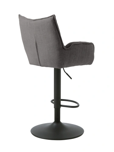 Moderní otočný barový taburet Merys s područkami, čalouněný, grafitový, do kuchyně