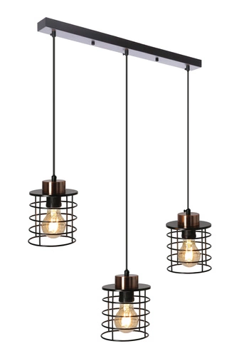 Závěsná lampa Glob černá+zlatá 3x40W E27 stínidlo černé