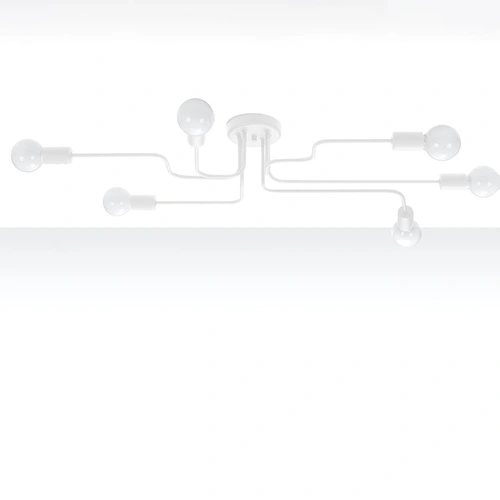 Loftový lustr VECTOR 6 bílý do obýváku a jídelny kovový 6ramenný SOLLUX LIGHTING