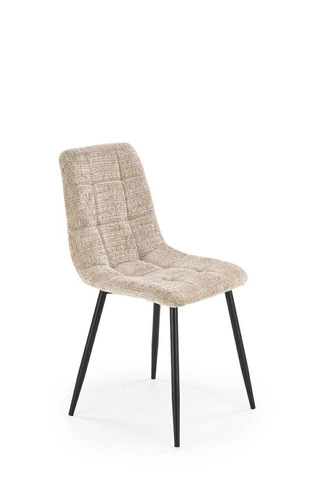 Čalouněná jídelní židle Pilew béžová moderní s opěrkou na černých nohách Intesi