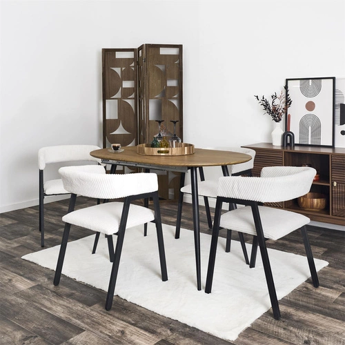 Čalouněná židle Scott Intesi bílý manšestr s područkami do jídelny a obýváku loft