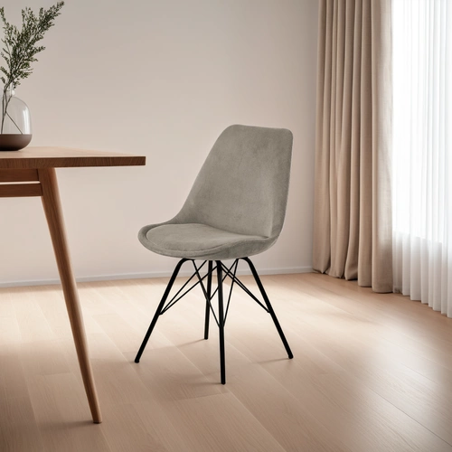 Čalouněná židle Eris šedý manšestr skandinávský styl do jídelny a obývacího pokoje na černých nohách