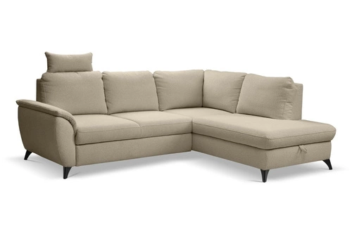 Rohová rozkládací sedačka Nevada béžová pravá do obýváku moderní s úložným prostorem