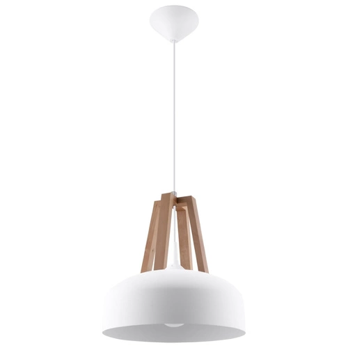 Závěsná lampa CASCO bílá/přírodní dřevo