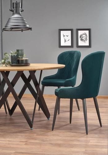 Jídelní kulatý stůl Zambia 120 cm moderní zlatý dub s černými nohami Intesi