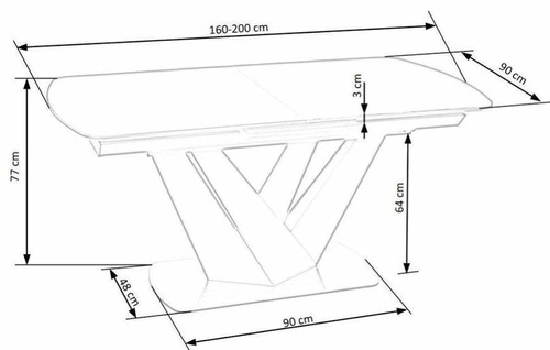 Rozkládací jídelní stůl Veneza moderní skleněný tmavě šedý na černé podnoži 160-200 cm