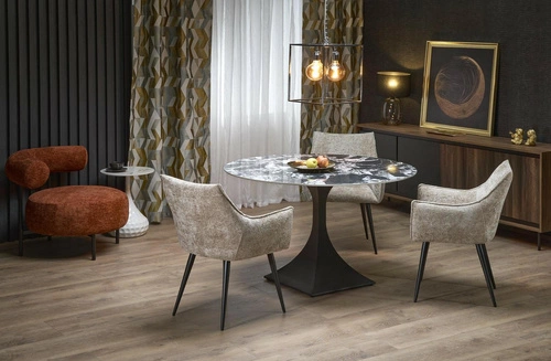 Jídelní kulatý stůl Gives černý mramor 120 cm moderní na jedné noze Intesi