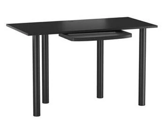 Pracovní stůl Lenore černý moderní s nastavitelnou výškou a policí na klávesnici 120x60 cm
