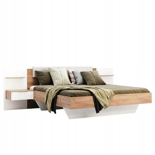 Sada 2 závěsných nočních stolků se zásuvkou 50 cm bílé, dub, moderní Intesi