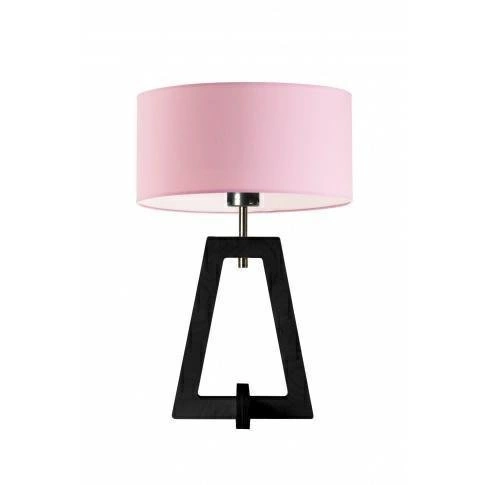 Noční lampička Clio glamour se světle růžovým stínidlem a ebenovým dřevěným podstavcem do ložnice