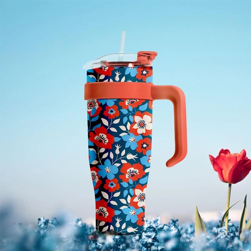 Červený termohrnek Miami Floral