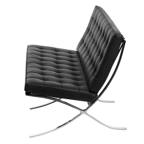 Kožená nerozkládací pohovka BA2 dvoumístná do obýváku moderní černá inspirovaná Barcelona