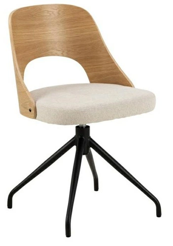 Otočená čalouněná židle Lucy skandinávská béžová dubová jídelní moderní Actona