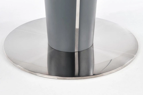 Rozkládací kulatý jídelní stůl Cardo Intesi šedý moderní na jedné noze 120–160 cm