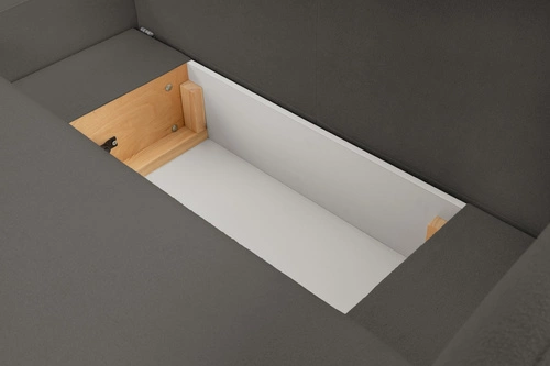 Moderní levá rohová pohovka s rozkladem do obýváku Salby antracitová s úložným prostorem