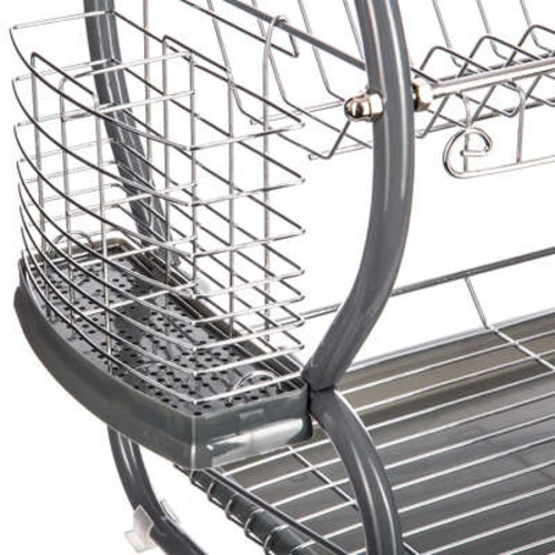 Dvoupodlažní odkapávač na nádobí z nerezové oceli na pracovní desku s přihrádkou na příbory 5five simply smart