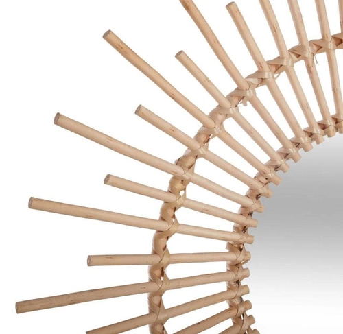 Kulaté boho zrcadlo Atmosphera z ratanu na stěnu do obýváku a předsíně 76 cm