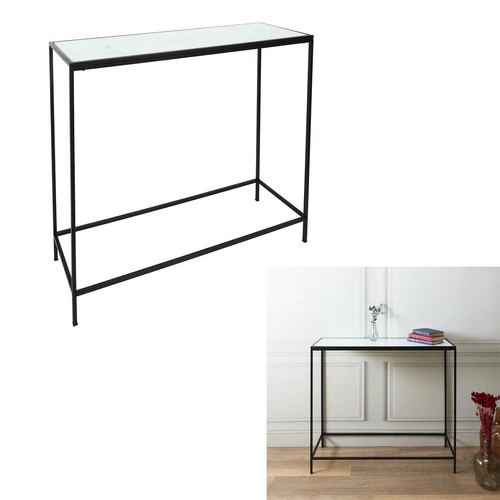 Moderní skleněná konzole Rosa s mramorovou deskou do předsíně nebo obýváku 100 cm