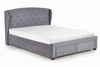 Čalouněná postel Saba 160x200 s úložnými šuplíky v šedé barvě pro ložnici ve stylu glamour