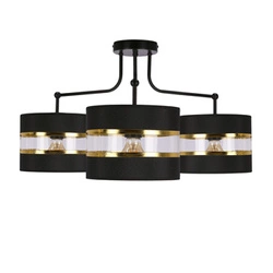 Andy závěsná lampa černá 3x40W E27 stínidlo černá+zlatá