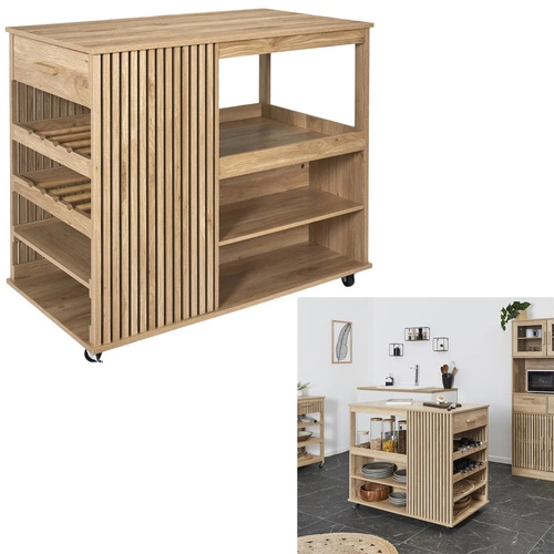 Kuchyňský ostrůvek na kolečkách Klaus Intesi skandinávský prostorný se zásuvkami 105 cm