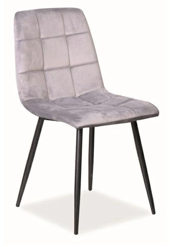 Jídelní židle Mello Intesi čalouněná sametem šedá moderní s černými nohami