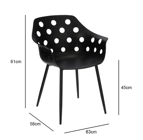 Jídelní židle Sajt Intesi černá moderní s područkami z plastu a kovu