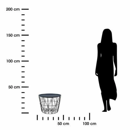 Kulatý konferenční stolek Awinion tmavě béžový kovový s úložným prostorem loftový do obýváku 52,5 cm
