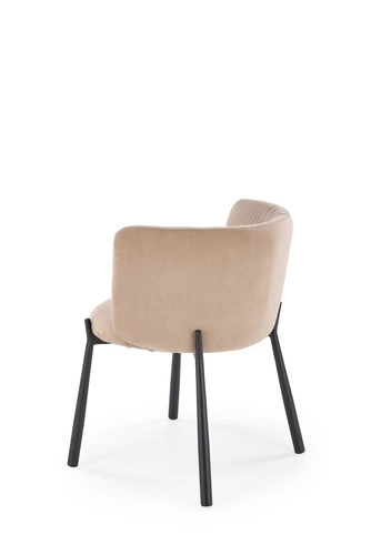 Čalouněná sametová jídelní židle Itzal béžová moderní s černými nohami Intesi