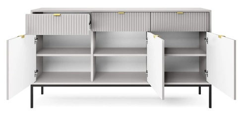 Moderní šedá komoda Delicious s drážkováním 154 cm se zásuvkami na nožičkách do obývacího pokoje Intesi