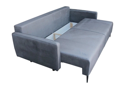 Rozkládací pohovka Arosa Intesi sametová šedá s funkcí spaní a úložným prostorem do obývacího pokoje