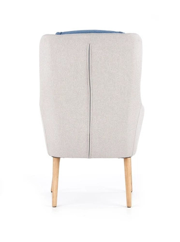 Odpočinkové křeslo Haga béžové do obýváku retro čalouněné látkou s dřevěnými nohami