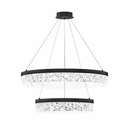 Závěsná lampa FROZI černá 38W LED 3000K čiré krystaly