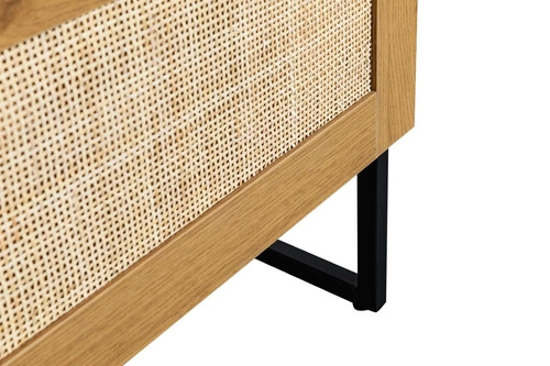 RTV skříňka Capri 150 cm ratanová stojací boho s kovovou podstavou do obýváku přírodní