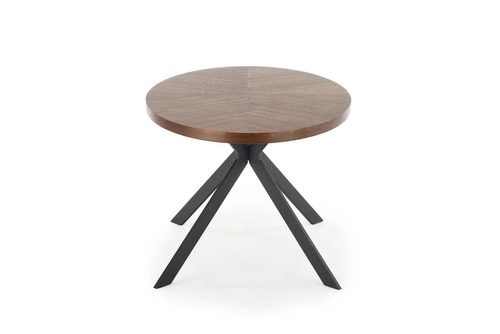 Jídelní kulatý stůl Locco ořechový moderní s černými nohami 170x90 cm Intesi