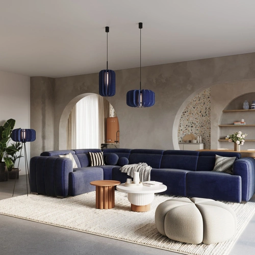 Závěsné svítidlo MULA 45 moderní tmavě modré z filcu do obývacího pokoje a jídelny