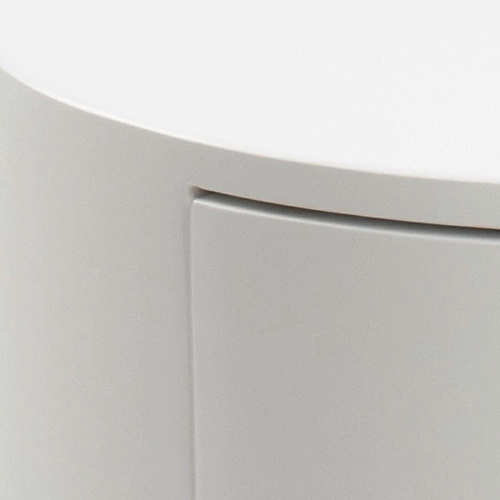 Bílý noční stolek 40 cm se zásuvkou moderní kulatý Polo Actona na černých lyžinách