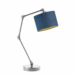 Noční lampička ASMARA VELUR GOLD moderní modrá sametová nastavitelná do ložnice Lysne