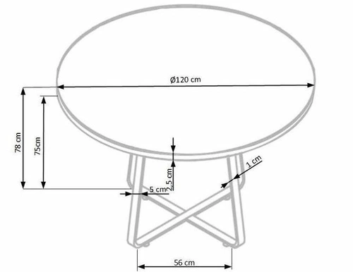 Kulatý jídelní stůl Perol 120 cm moderní loft zlatý dub černé nohy Intesi