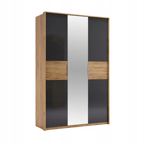Šatní skříň Matle 3dveřová se zrcadlem, skandinávský šedý dub do ložnice nebo šatny