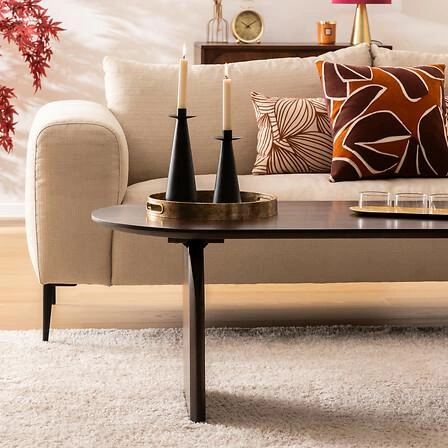 Oválný dřevěný konferenční stolek do obýváku moderní hnědý Atmosphera 120x60 cm