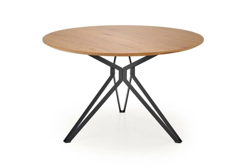 Jídelní kulatý stůl 120 cm Class dub zlatý černý moderní loftový Intesi