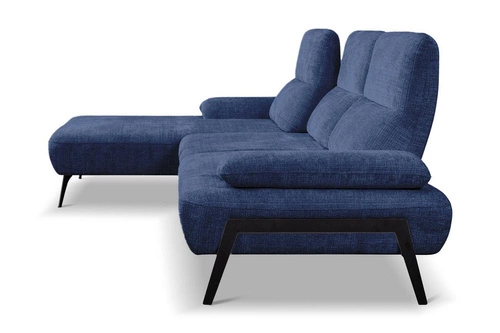 Moderní modrá rohová sedačka Rasmus levá s nastavitelnou opěrkou do obýváku Intesi