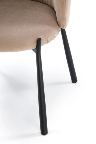 Čalouněná sametová jídelní židle Itzal béžová moderní s černými nohami Intesi