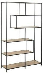 Knihovna do obýváku Oxford 4 loft dubová s kovem 114 cm Intesi