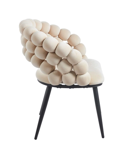 Čalouněná sametová židle Bulle VIC béžová s područkami do jídelny a obývacího pokoje Intesi