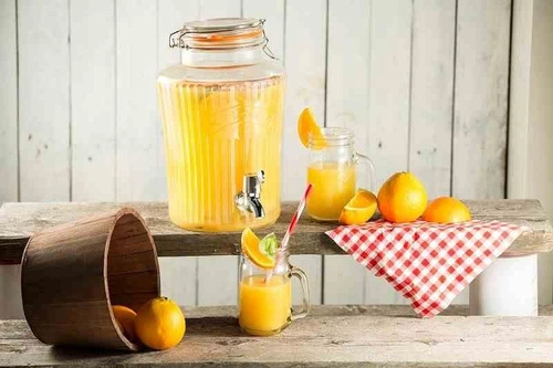 Skleněný nápojový dávkovač s kohoutkem 5l Vintage KILNER na limonádu a zahradní párty